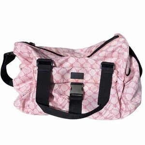 Ralph Lauren Vintage Y2K Monogram Duffel Weekend Bag with Shoulder Strap in Pink